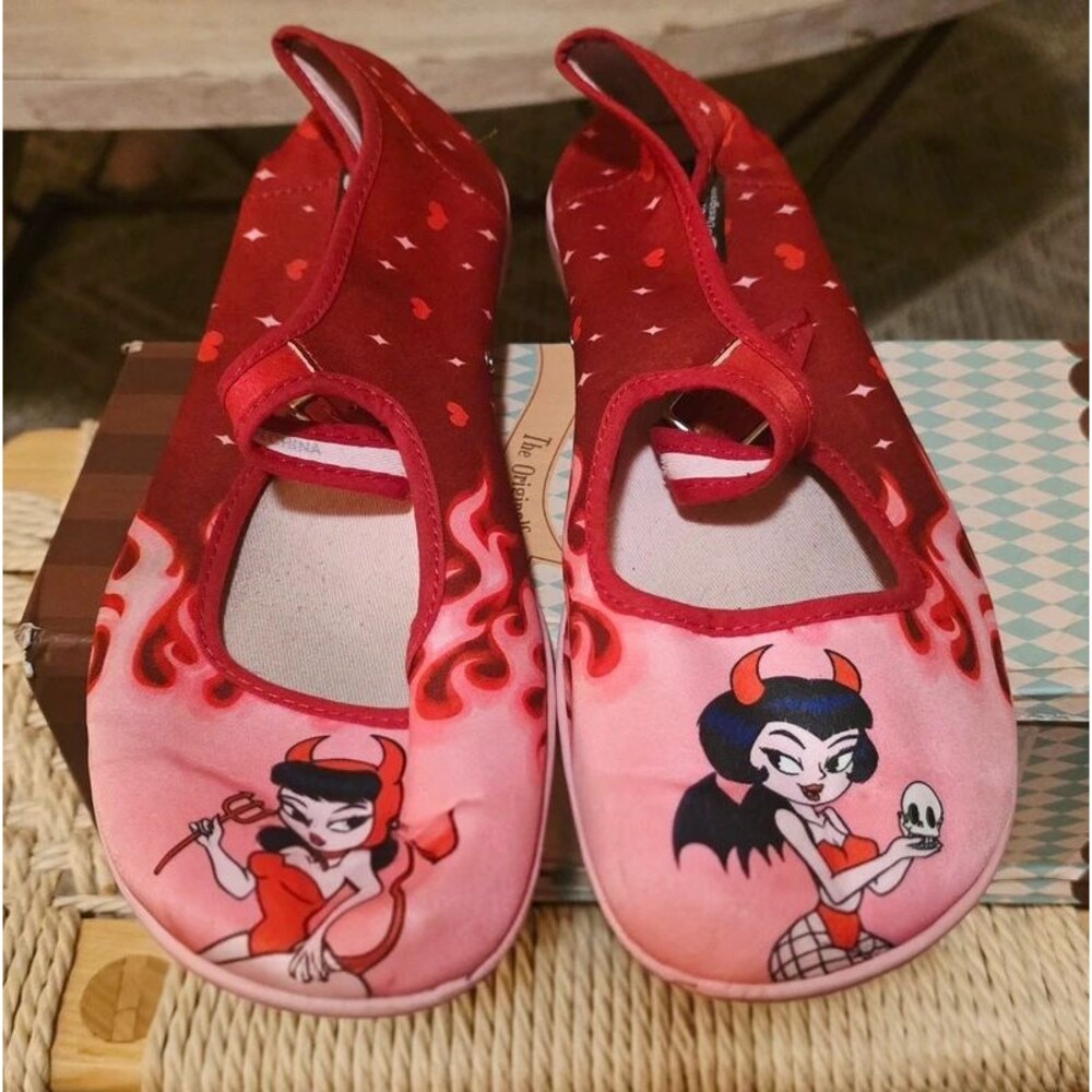 Hot Chocolate Design Devil Girl Mary Jane Flats Pink Red Size 39